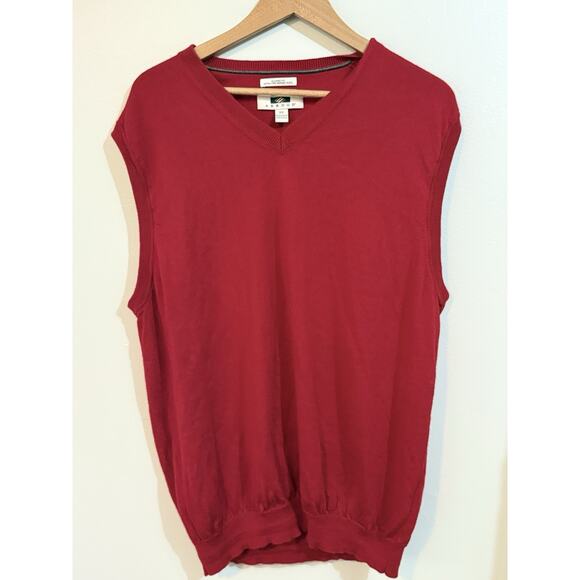 Joseph Abboud Sweater Vest Men’s XXL 2XL Red Merino Wool V-Neck Golf Preppy - Picture 1 of 8